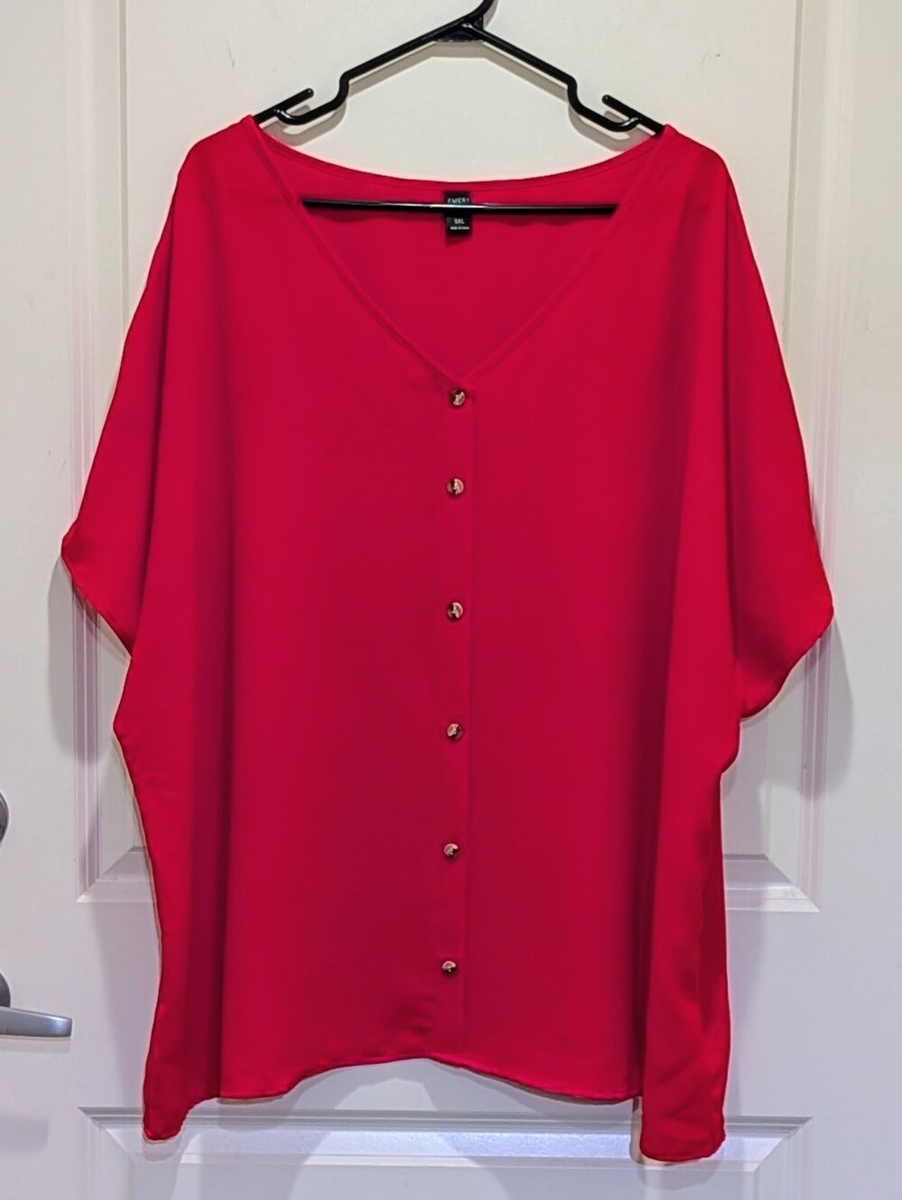 EUC Emery Rose 5X Bright Red Faux Button Front Tunic Top
